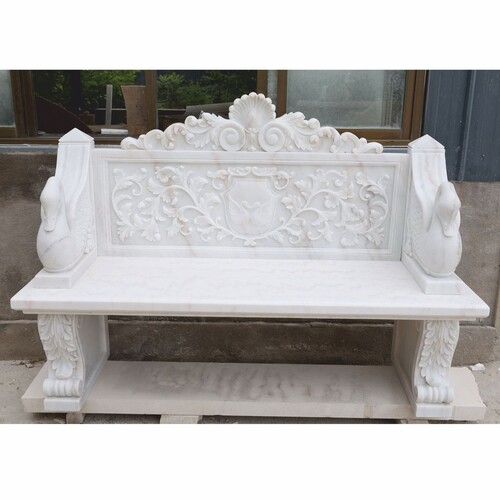 Casa Padrino Luxus Barock Marmor Gartenbank Schw�ne Wei� 180 cm - Barock Garten M�bel