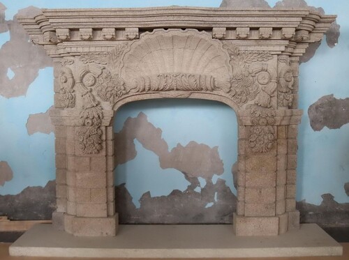 Casa Padrino Luxus Barock Sandstein Kaminumrandung Grau 207 x H. 151 cm