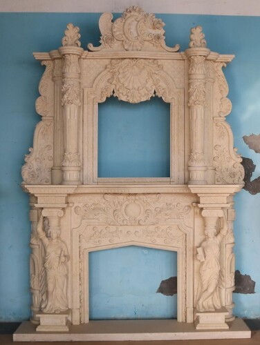 Casa Padrino Luxus Barock Marmor Kaminumrandung Beige 200 x H. 290 cm