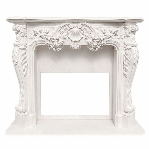 Casa Padrino Luxus Barock Marmor Kaminumrandung Wei� 184 x H. 155 cm - Prunkvolle Barockstil M�bel - Barock Hotel & Wohnzimmer Interior