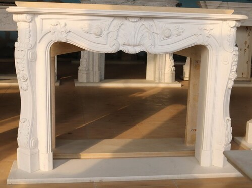 Casa Padrino Luxus Barock Marmor Kaminumrandung Wei� 184 x H. 133 cm