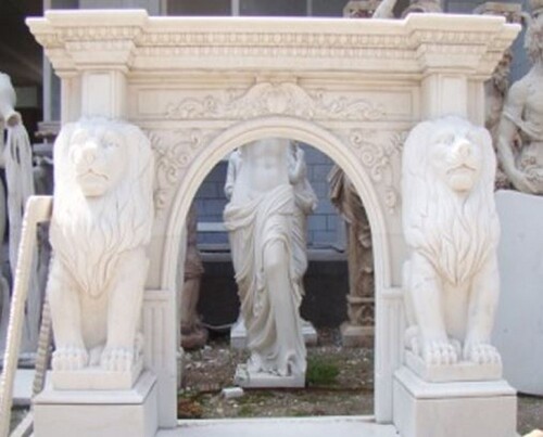 Casa Padrino Luxus Barock Marmor Kaminumrandung Wei� 203 x H. 145 cm - Barock M�bel