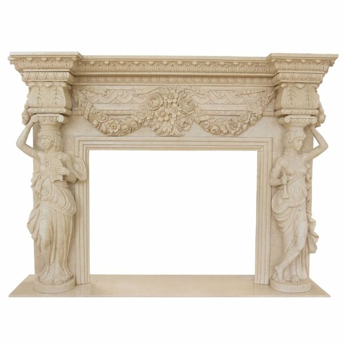 Casa Padrino Luxus Barock Marmor Kaminumrandung Beige 202 x H. 156 cm - Barock M�bel