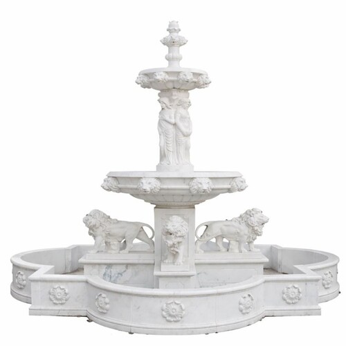 Casa Padrino Luxus Barock Marmor Springbrunnen Wei�  320 x H. 410 cm
