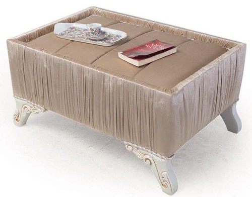 Casa Padrino Luxus Barock Beistelltisch Beige / Wei� / Gold 91 x 63 x H. 42 cm - Barock Wohnzimmer M�bel