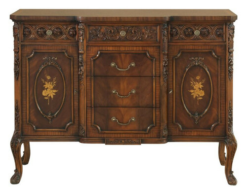 Casa Padrino Luxus Barock Kommode Braun - Prunkvoller Massivholz Schrank mit 2 T�ren und 6 Schubladen - Barock M�bel