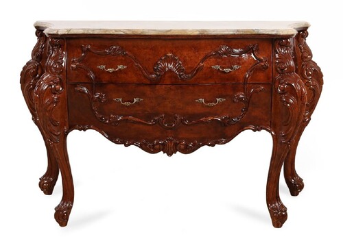 Casa Padrino Luxus Barock Kommode mit Marmorplatte Braun / Beige 156 cm - Barock M�bel