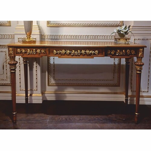 Casa Padrino Luxus Barock Massivholz Konsole Braun / Gold 130 cm - Barock M�bel - Made in Italy