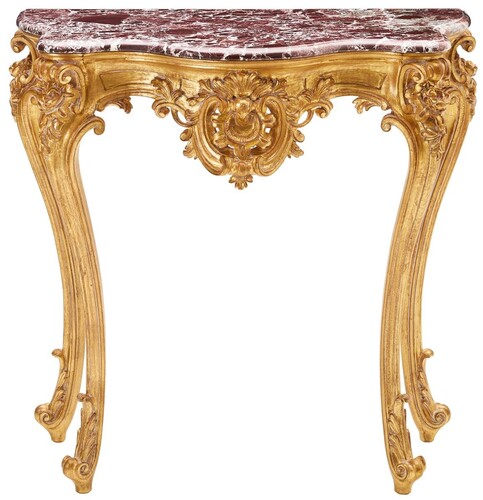 Casa Padrino Luxus Barock Konsole mit Marmorplatte Gold / Rot 93 x H. 88 cm - Barock M�bel - Made in Italy