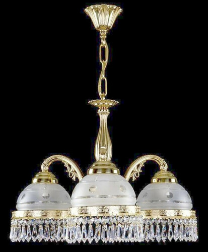 Casa Padrino Luxus Barock Messing H�ngeleuchte Gold / Wei�  52 x H. 36 cm - Prunkvolle Messing H�ngelampe mit B�hmischem Kristallglas - Barock Kristall Leuchten