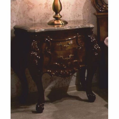 Casa Padrino Luxus Barock Nachtkommode Dunkelbraun / Grau H. 66 cm - Barockstil Schlafzimmer M�bel