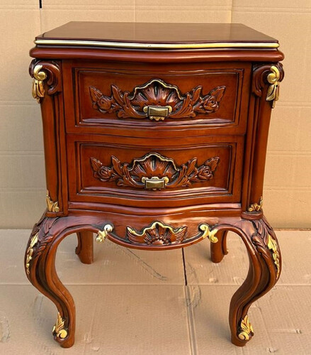 Casa Padrino Luxus Barock Kommode Braun / Gold - Prunkvoller Barock Nachttisch mit 2 Schubladen - Luxus Schlafzimmer M�bel im Barockstil - Barock M�bel - Barock Einrichtung