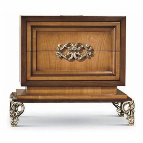 Casa Padrino Luxus Barock Nachtkommode Dunkelbraun / Braun / Silber 70 cm - Made in Italy