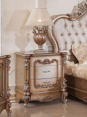 Casa Padrino Luxus Barock Nachtkommode Kupfer / Silber - Prunkvoller Barock Nachttisch mit 3 Schubladen - Luxus Schlafzimmer M�bel im Barockstil - Barock M�bel - Barock Einrichtung