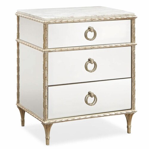 Casa Padrino Luxus Barock Nachtkommode Wei� / Gold H. 71 cm - Verspiegelte Barock M�bel