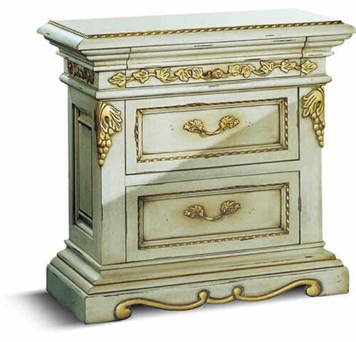 Casa Padrino Luxus Barock Nachtkommode Elfenbein / Gold 65 cm - Made in Italy