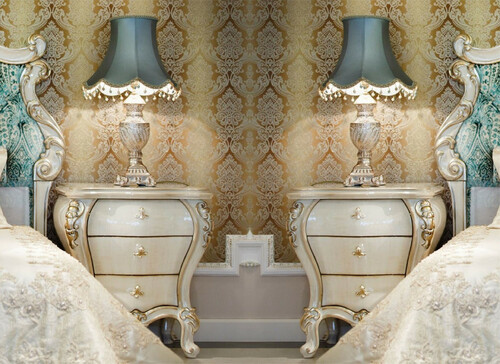 Casa Padrino Luxus Barock Nachtkommoden Set Creme / Gold 60 x 55 x H. 68 cm - Prunkvolle Massivholz Nachttische - Barock Schlafzimmer M�bel