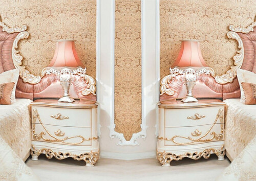 Casa Padrino Luxus Barock Nachtkommoden Set Wei� / Creme / Kupferfarben 70 x 55 x H. 68 cm - Prunkvolle Massivholz Nachttische - Barock Schlafzimmer M�bel