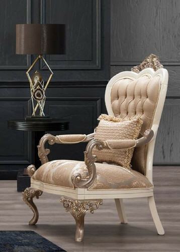 Casa Padrino Luxus Barock Sessel Braun / Silber / Wei� / Braun / Gold 89 x 94 x H. 122 cm - Prunkvoller handgefertigter Wohnzimmer Sessel mit dekorativem Kissen - Barock Wohnzimmer M�bel