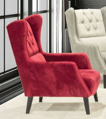 Casa Padrino Chesterfield Ohrensessel Rot / Schwarz 80 x 80 x H. 90 cm - Moderner Wohnzimmer Sessel - Chesterfield Wohnzimmer M�bel