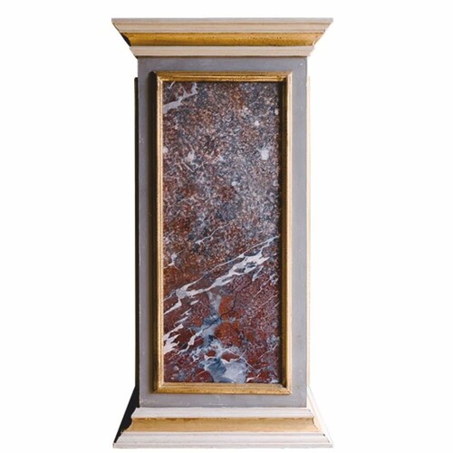 Casa Padrino Luxus Barock Sule Grau / Wei / Gold / Rot H. 82 cm - Barock Mbel - Made in Italy