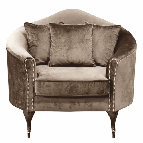 Casa Padrino Luxus Barock Samt Sessel Braun / Dunkelbraun 120 cm - Barock M�bel