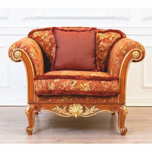 Casa Padrino Luxus Barock Wohnzimmer Sessel Braun / Gold 121 cm - Made in Italy