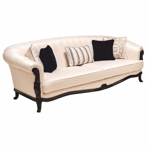 Casa Padrino Luxus Barock Sofa Creme / Dunkelbraun 260 cm - Prunkvolles Barockstil Wohnzimmer Sofa - Barockstil Wohnzimmer M�bel