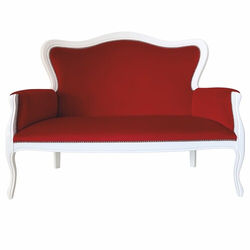 Casa Padrino Luxus Barock Samt Sofa Bordeauxrot / Wei� 125 cm - Barock M�bel
