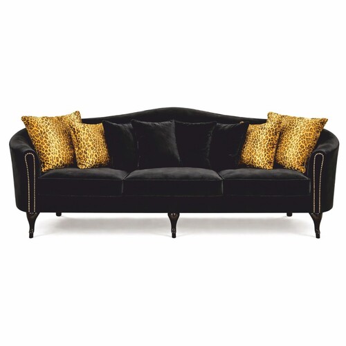 Casa Padrino Luxus Barock Samt Sofa Schwarz 280 cm - Barock Wohnzimmer M�bel