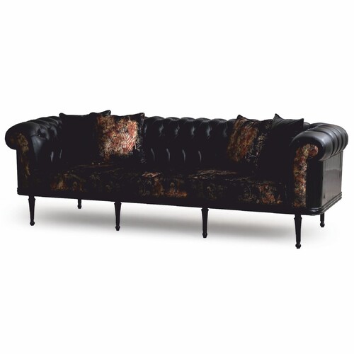 Casa Padrino Luxus Barock Sofa Schwarz / Gold 260 cm - Barock Wohnzimmer M�bel