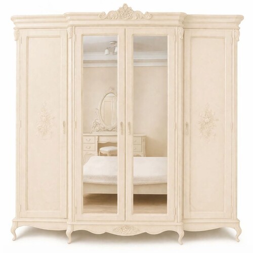 Casa Padrino Luxus Barock Schlafzimmer Schrank Creme 235,2 cm - Barock Schlafzimmer M�bel