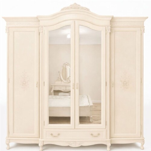 Casa Padrino Luxus Barock Schlafzimmer Schrank Creme 248,5 cm - Barock Schlafzimmer M�bel