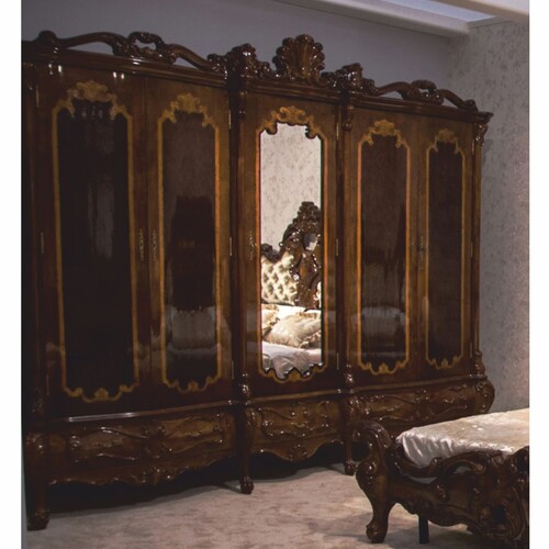 Casa Padrino Luxus Barock Schlafzimmer Schrank Dunkelbraun 305 cm - Barock M�bel