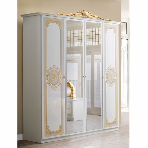 Casa Padrino Luxus Barock Schlafzimmer Schrank Wei� / Grau / Gold 177 cm - Barock Schlafzimmer M�bel