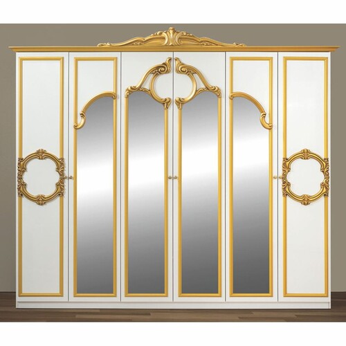 Casa Padrino Luxus Barock Schlafzimmer Schrank Wei� / Gold 261 cm - Barock Schlafzimmer M�bel