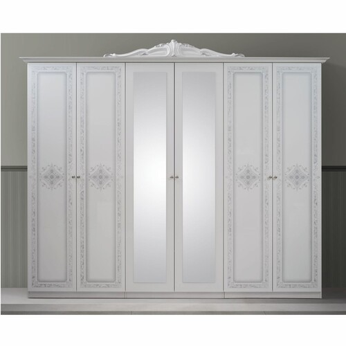 Casa Padrino Luxus Barock Schlafzimmer Schrank Wei� / Grau 261,4 cm - Barock Schlafzimmer M�bel