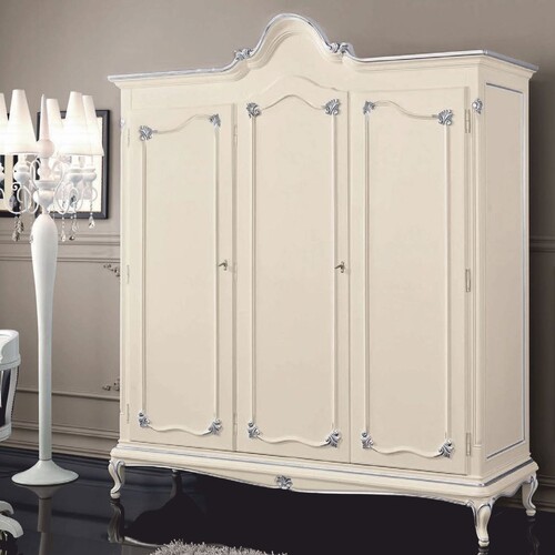 Casa Padrino Luxus Barock Schlafzimmer Schrank Creme / Silber 181 x H. 235 cm - Made in Italy