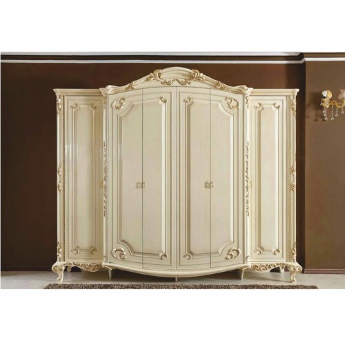 Casa Padrino Luxus Barock Schlafzimmer Schrank Creme / Gold 290 cm - Barock Schlafzimmer M�bel