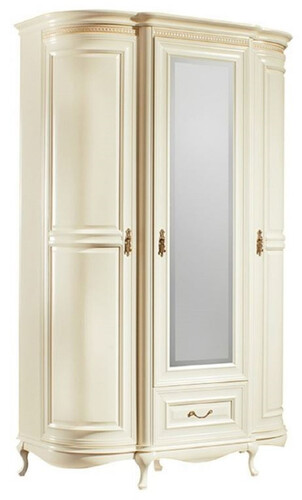 Casa Padrino Luxus Barock Schlafzimmerschrank Creme / Gold 130 x 62,6 x H. 206,6 cm - Prunkvoller Kleiderschrank mit 3 T�ren und Schublade - Schlafzimmerm�bel