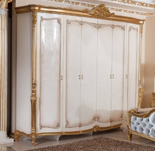 Casa Padrino Luxus Barock Schlafzimmerschrank Wei� / Braun / Gold - Barockstil Schlafzimmer M�bel