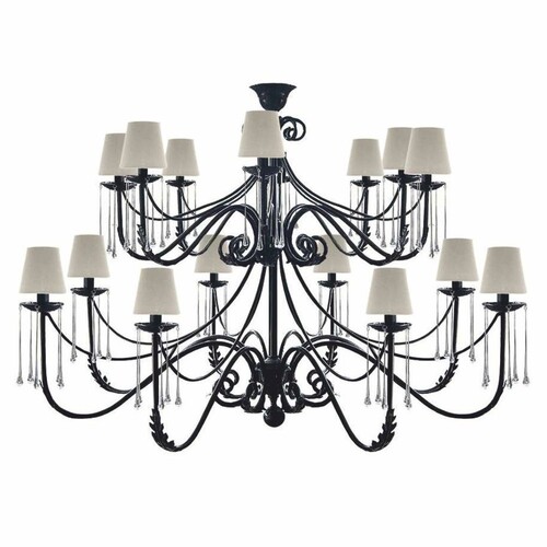 Casa Padrino Luxus Barock Schmiedeeisen Kronleuchter Schwarz / Grau  160 x H. 114 cm