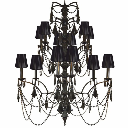 Casa Padrino Luxus Barock Schmiedeeisen Kronleuchter Schwarz  105 x H. 142 cm - Edel & Prunkvoll