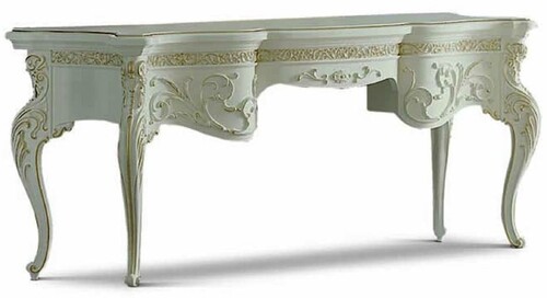 Casa Padrino Luxus Barock Schminkkommode Elfenbein / Gold 190 cm - Made in Italy