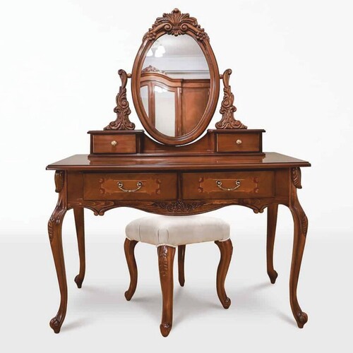 Casa Padrino Luxus Barock Schminktisch Set Dunkelbraun - Barock Schlafzimmer M�bel