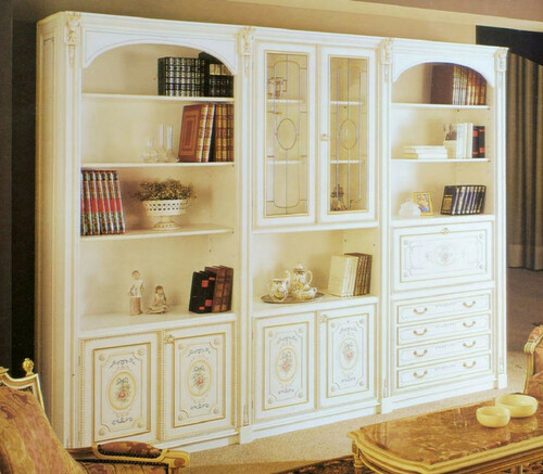 Casa Padrino Luxus Barock Schrank Wei� / Mehrfarbig / Gold - Handgefertigter Barock Wohnzimmerschrank - Barock Wohnzimmer M�bel - Luxus Qualit�t - Made in Italy