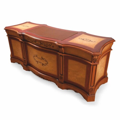 Casa Padrino Luxus Barock Schreibtisch Braun / Naturfarben 209 cm - Barockstil B�ro M�bel