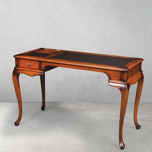 Casa Padrino Luxus Barock Massivholz Schreibtisch Braun 126 cm - Massivholz B�ro M�bel - Barock B�ro M�bel