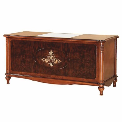 Casa Padrino Luxus Barock Schreibtisch Braun / Dunkelbraun / Gold 167,5 cm - Barockstil B�ro M�bel
