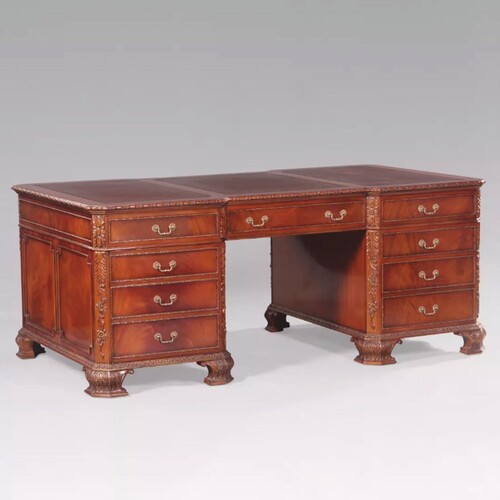 Casa Padrino Luxus Barock Schreibtisch Braun 190 cm - Barock B�ro M�bel